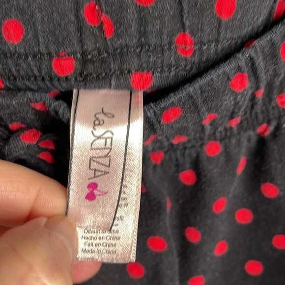 5/$25 LA SENZA Polka Dot Pajama Shorts Black Red Elastic Drawstring Mid Rise L - Picture 6 of 11